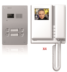 2-Tråds Porttelefonpaket - Ljud & Bild, 4 knappar/monitor