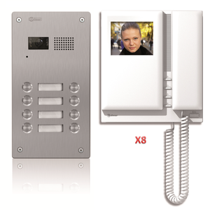 2-Tråds Porttelefonpaket - Ljud & Bild, 8 knappar/monitor