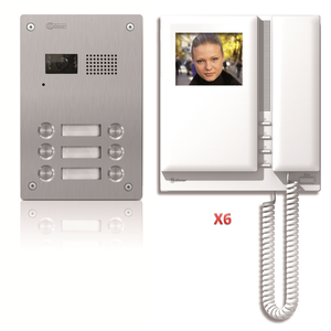 2-Tråds Porttelefonpaket - Ljud & Bild, 6 knappar/monitor