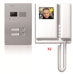 2-Tråds Porttelefonpaket - Ljud & Bild, 2 knappar/monitor